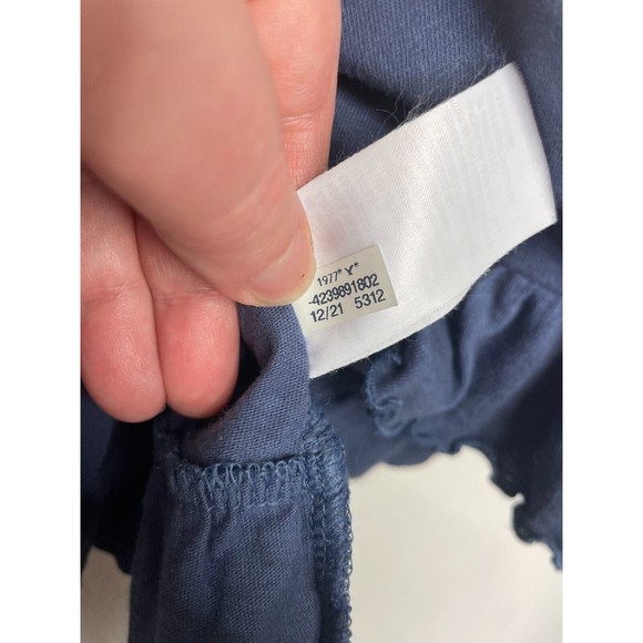 American Eagle Medium Slub Cropped Relaxed Cami Top Blue Ruffle Peplum Strappy - Picture 13 of 13